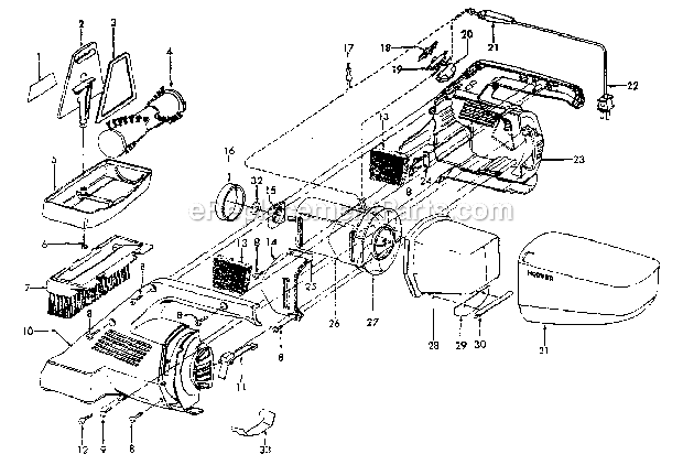 Hoover S1083 Hand Vacuum Motor Assembly Motorhousing Diagram