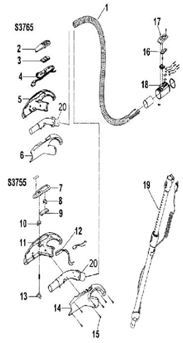 Hoover S3765-040 WindTunnel Canister Page C Diagram