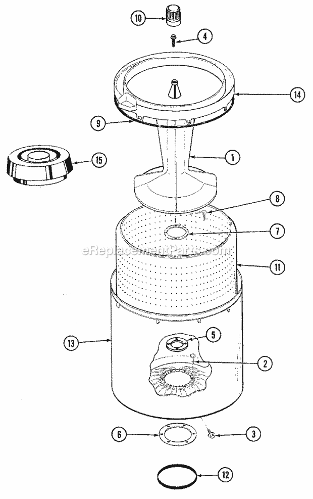 Hoover SHWA2506WT Washer-Top Loading Tub Diagram