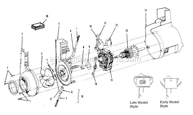 Hoover U5043930 Upright Vacuum Motor Assembly Diagram