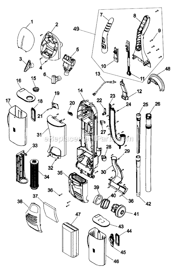 Hoover U8145-900 Savy 2 In 1 Bagged and Bagless Vacuum Page E Diagram