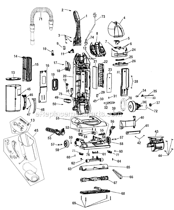 Hoover UH40145B WindTunnel Bagless Vacuum Page B Diagram