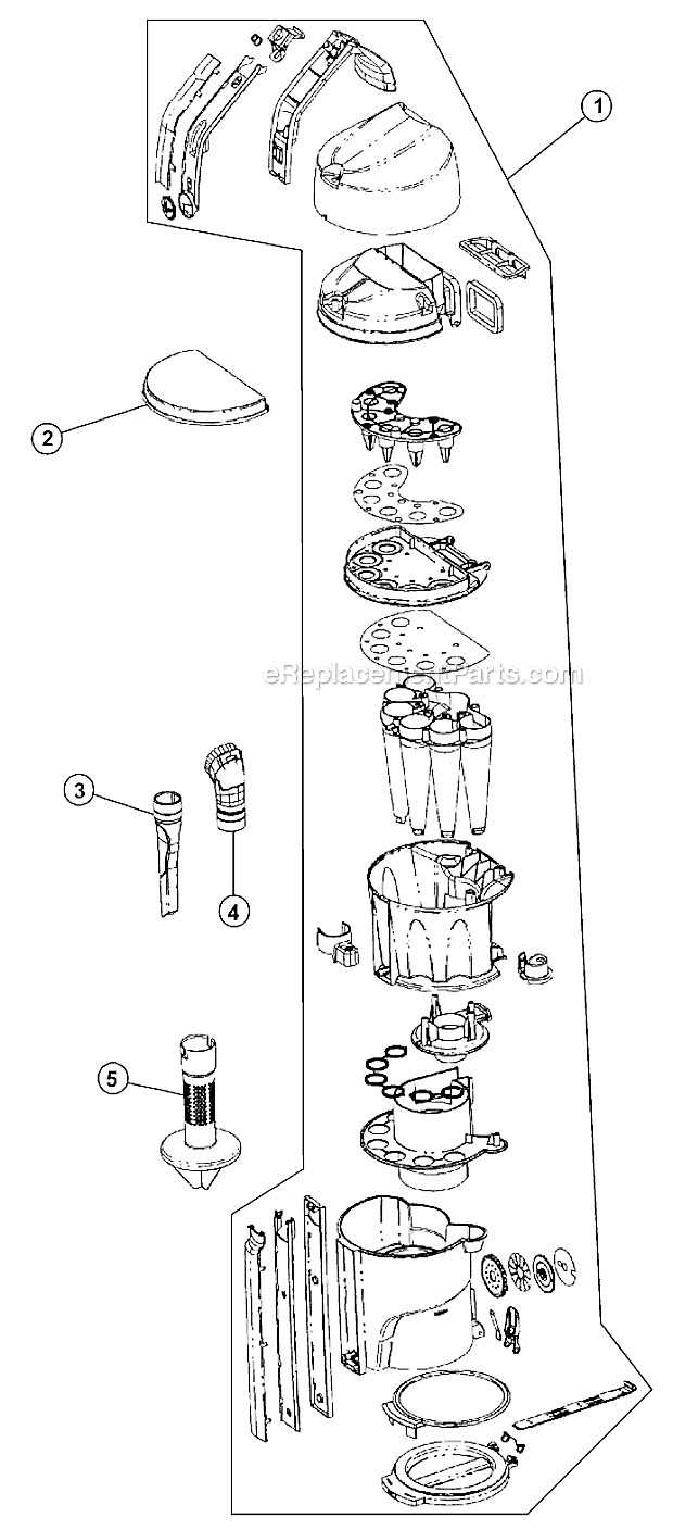 Hoover UH70020 Cyclonic Bagless Upright Vacuum Page B Diagram