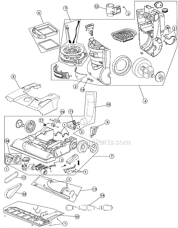 Hoover UH70035B WindTunnel Cyclonic Upright Vacuum Page B Diagram