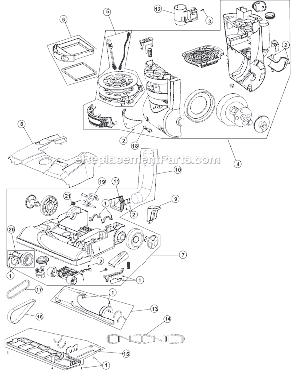 Hoover UH70035 WindTunnel + Cyclonic Vacuum Page B Diagram