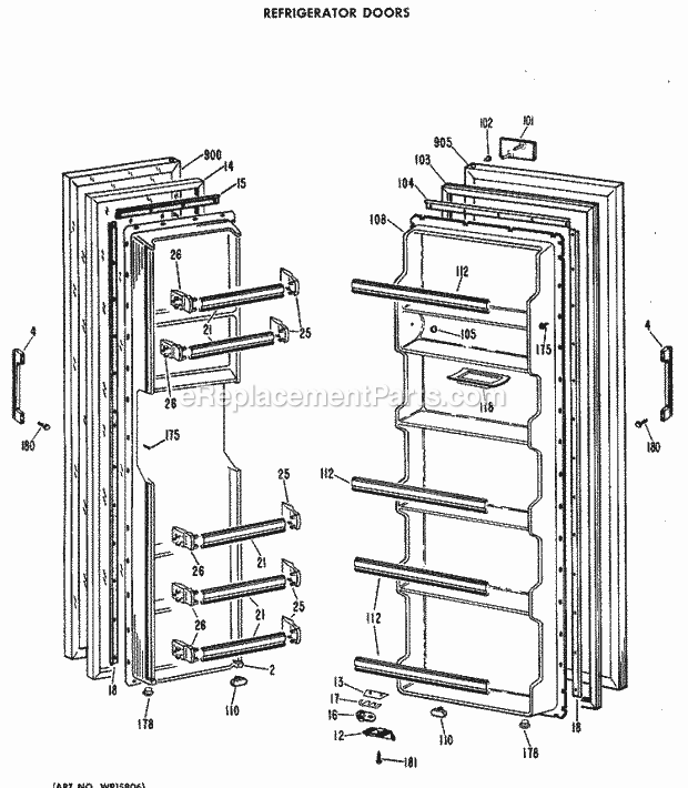 Hotpoint CSF20ACB Side-By-Side Hotpoint Refrigerators Refrigerator Doors Diagram