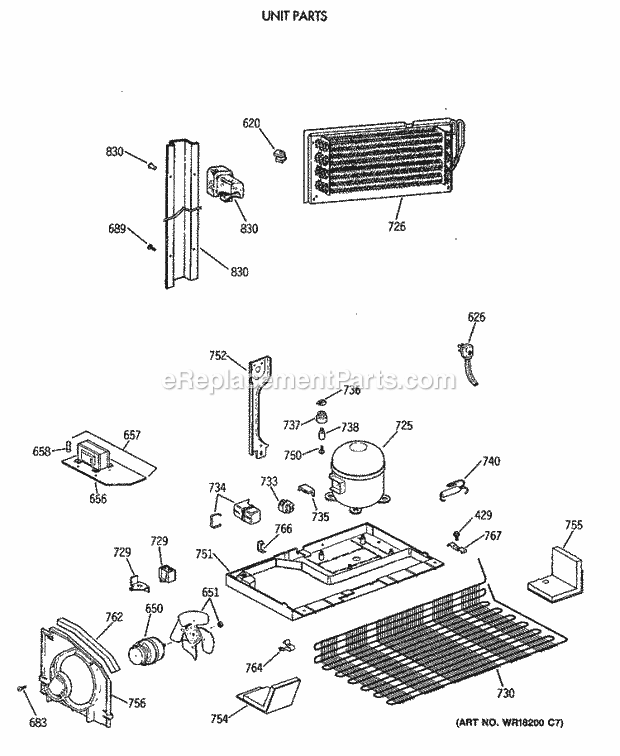 Hotpoint CTE24GATJRWH Top Freezer Refrigerator Unit Parts Diagram