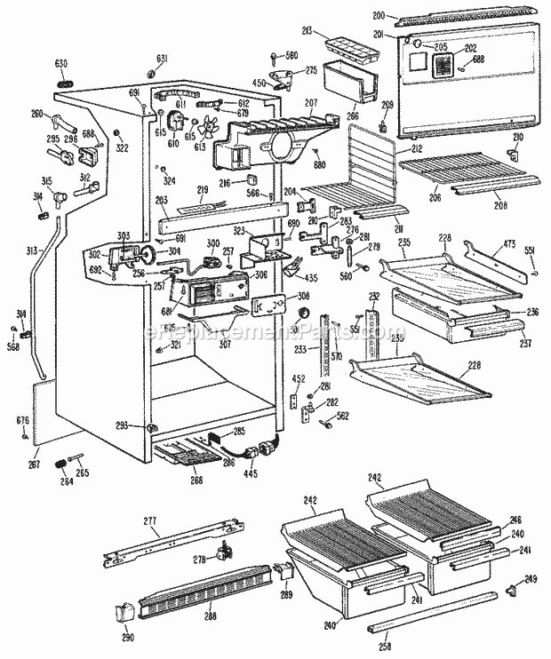 Hotpoint CTF17GCCR Top Freezer Refrigerator Page B Diagram