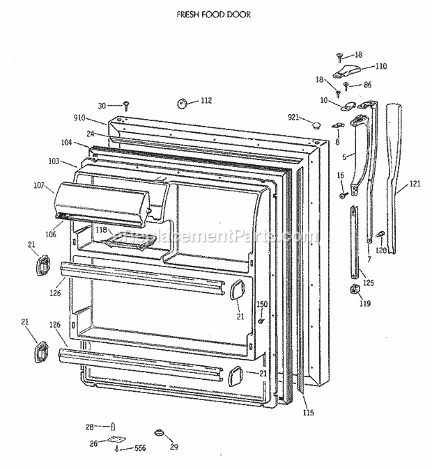 Hotpoint CTX18CIXELWH Top Freezer 95 W/Mei Da57c Fresh Food Door Diagram