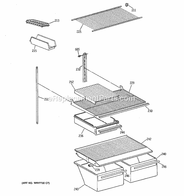 Hotpoint CTX18EAXRRWH Top Freezer Refrigerator X Series Shelf Parts Diagram