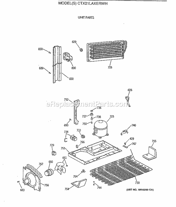 Hotpoint CTX21LAXERWH Top Freezer Refrigerator X Series Unit Parts Diagram