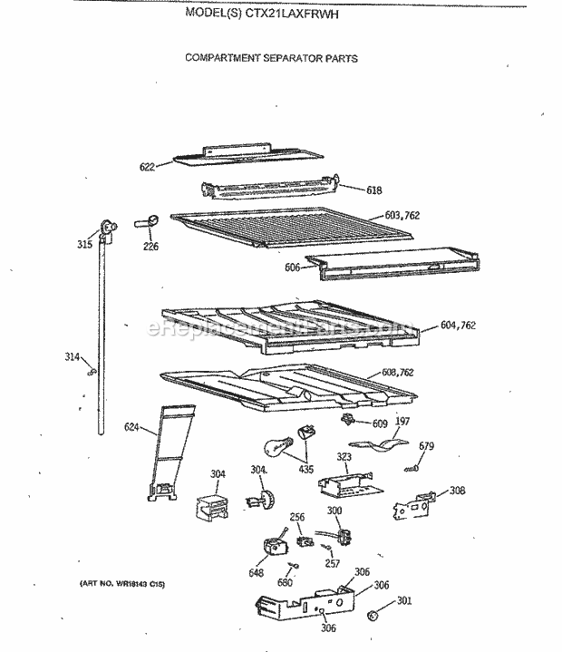 Hotpoint CTX21LAXFRWH Top Freezer Refrigerator X Series Compartment Separator Parts Diagram