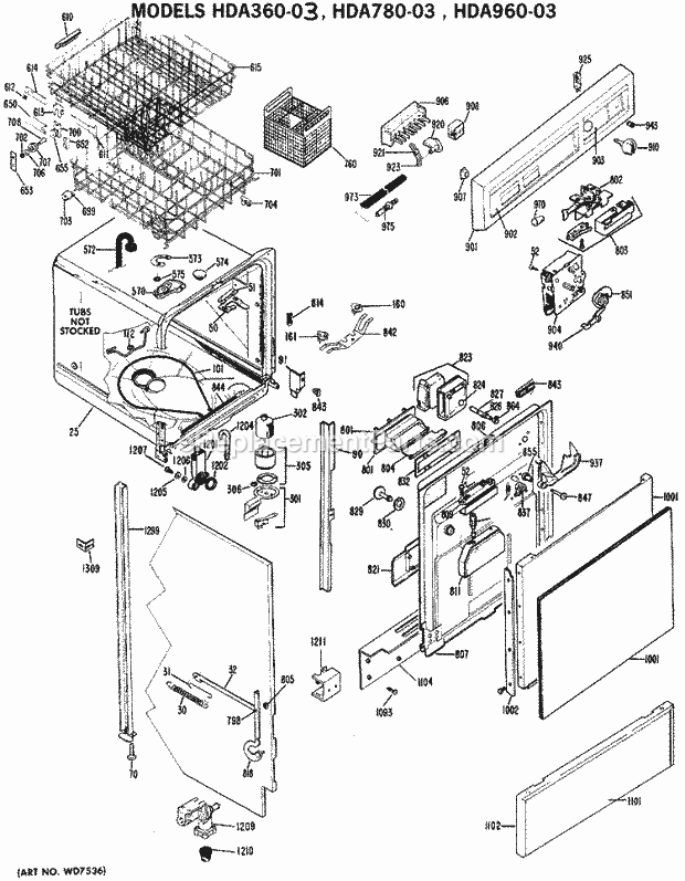 Hotpoint HDA360-03 Dishwasher Section Diagram