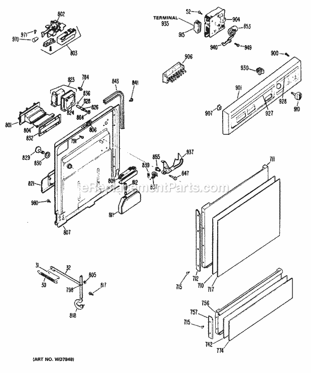 Hotpoint HDA797K-02BA Dishwasher Section Diagram