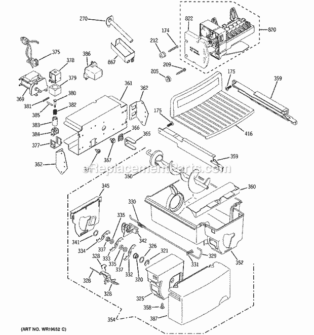 Hotpoint HSK27MGMJCCC Side-By-Side Refrigerator M Series Ice Maker & Dispenser Diagram