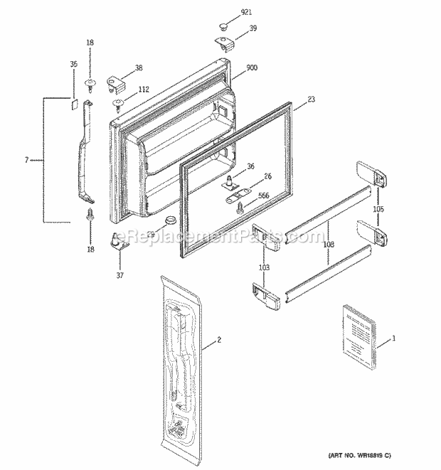 Hotpoint HTS18GBMARCC Top Freezer Refrigerator M Series Freezer Door Diagram