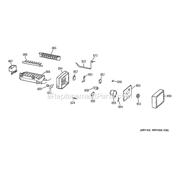 Hotpoint HTS18ICSURCC Top Freezer Refrigerator S Series Ice Maker Diagram