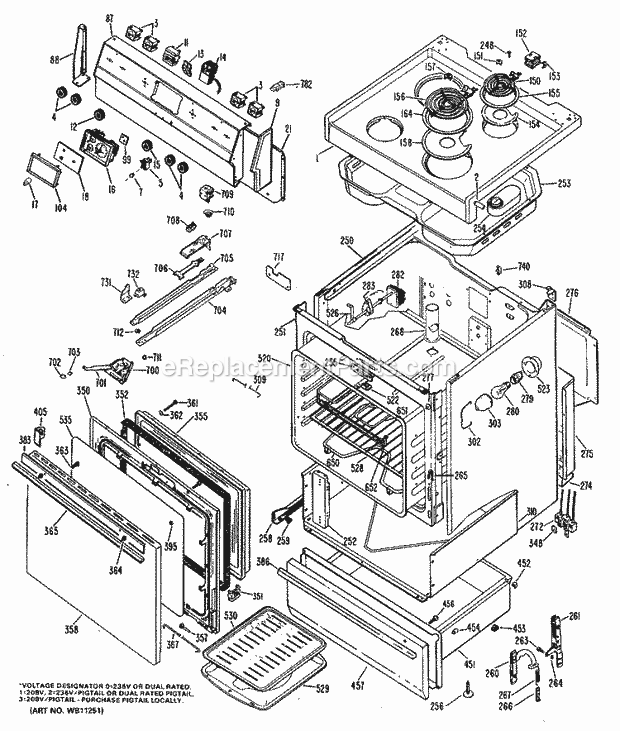 Hotpoint RB734*J8 Electric Ranges, Electric* Section Diagram