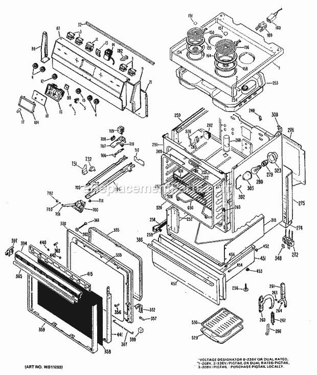 Hotpoint RB735G*J8 Electric Ranges, Electric* Section Diagram