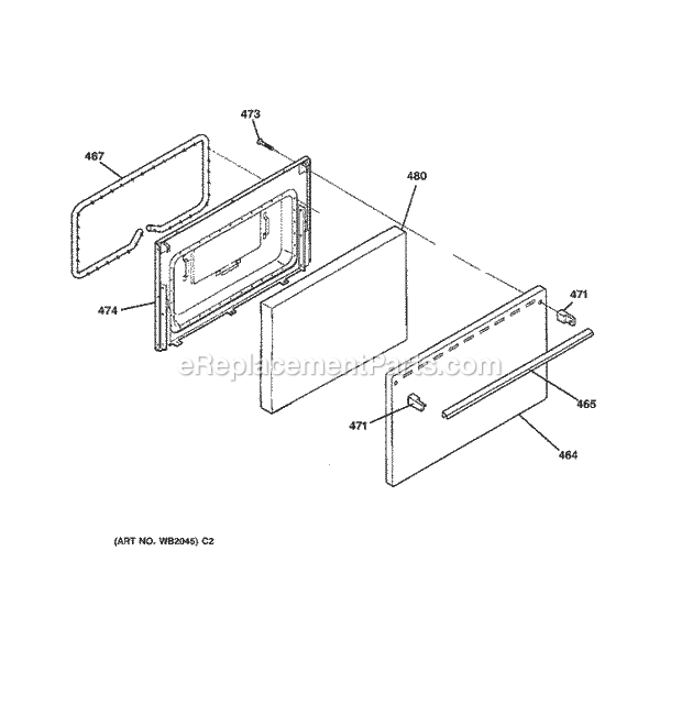 Hotpoint RGB506PY2AD Gas Gas Range Door Diagram