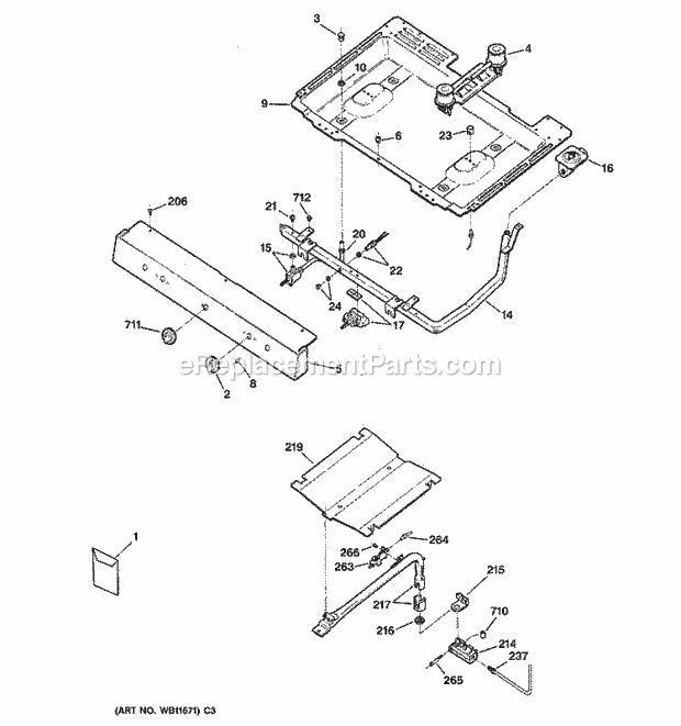 Hotpoint RGB524PPA4AD Freestanding, Gas Gas Range Gas & Burner Parts Diagram