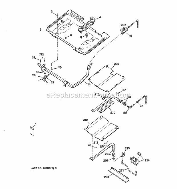 Hotpoint RGB744WEA1WW Freestanding, Gas Gas Range Gas & Burner Parts Diagram