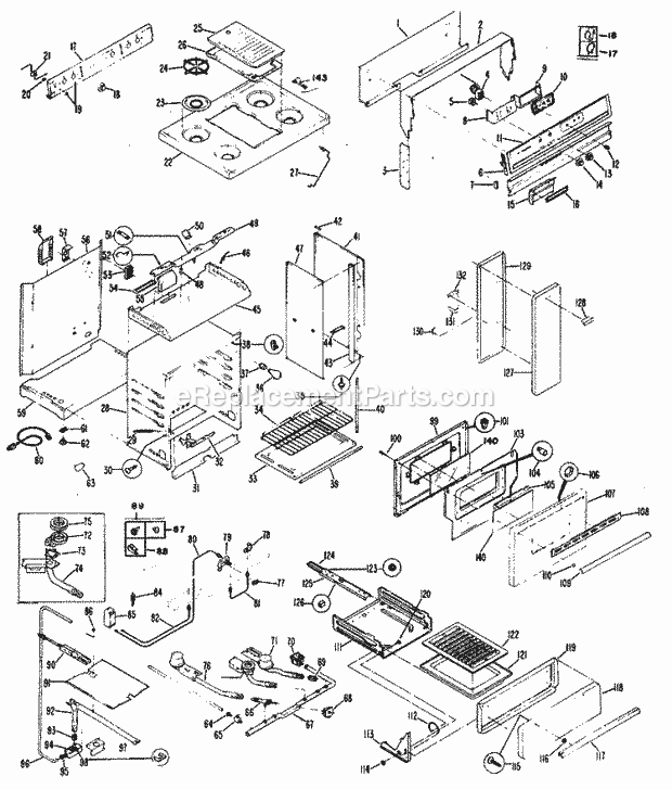 Hotpoint RGC657EH5 Freestanding, Gas Gas Range Section Diagram