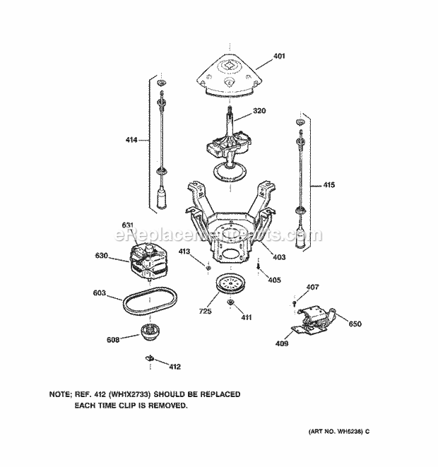 Hotpoint VBXR1060T4WB Residential Washer Suspension, Pump & Drive Components Diagram