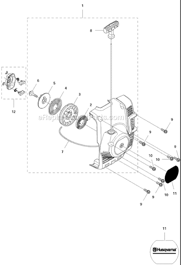 Husqvarna 122LDx Trimmer/Edger Starter Diagram