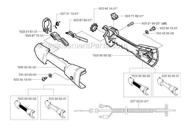 Husqvarna 224L (2009-06) Trimmer Handle  Controls Diagram