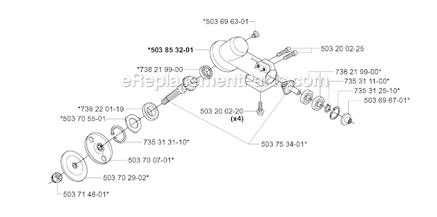 Husqvarna 227R (2000-10) Brushcutter Bevel Gear Diagram