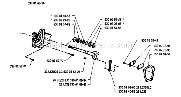 Husqvarna 23 LC (1991-04) Trimmer Handle Diagram