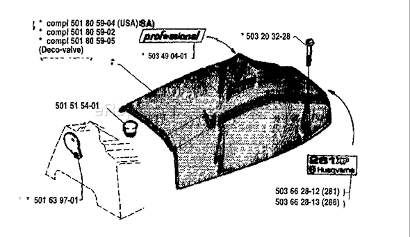 Husqvarna 288 (1993-09) Chainsaw Page L Diagram