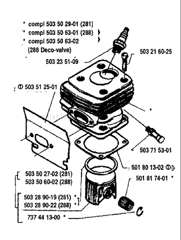 Husqvarna 288 (1993-09) Chainsaw Page I Diagram