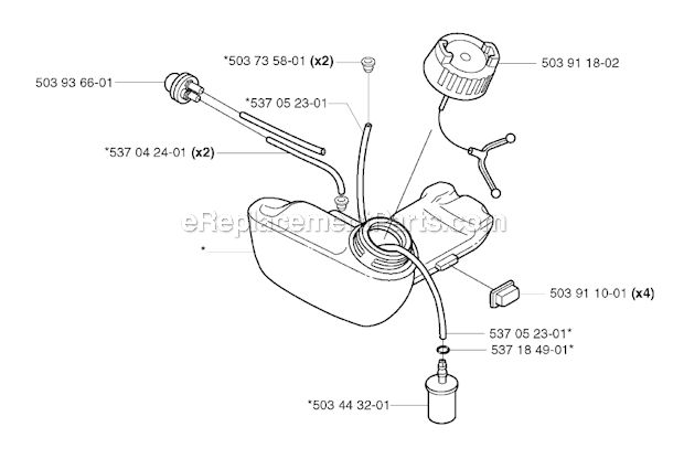 Husqvarna 326RX (2002-08) Brushcutter Fuel Tank Diagram