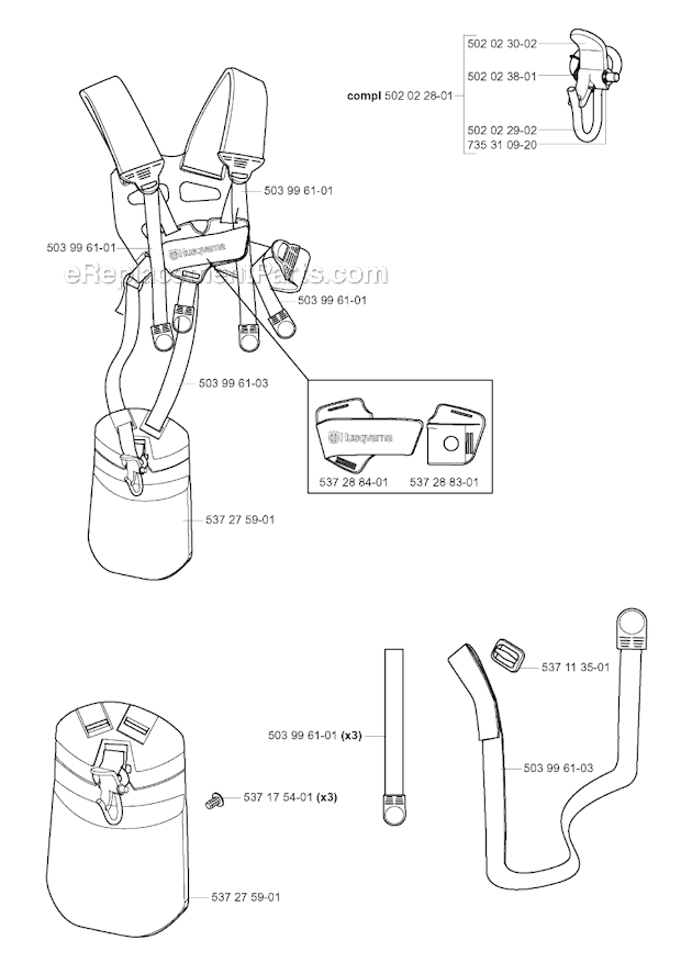 Husqvarna 326RX (2004-03) Brushcutter Harness Diagram