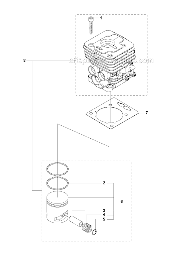 Husqvarna 335FR (2008-10) Brushcutter Cylinder Piston Diagram