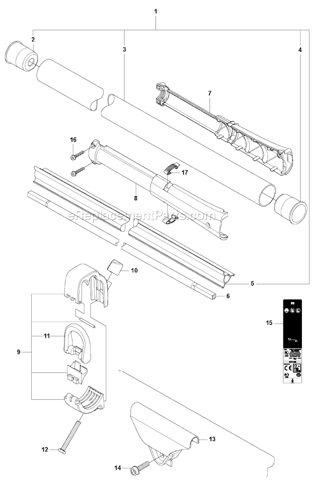 Husqvarna 335FR (2008-10) Brushcutter Shaft  Suspension Diagram