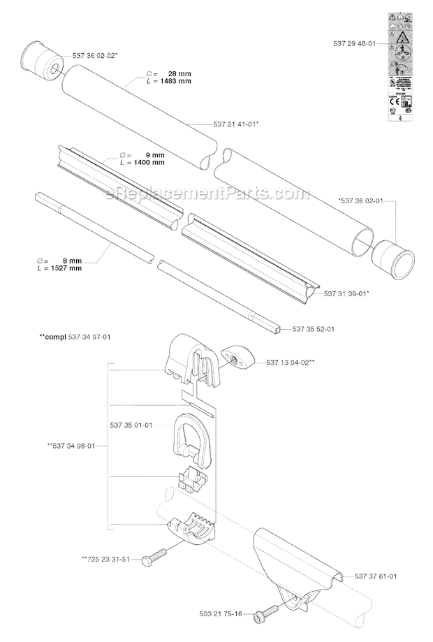 Husqvarna 335RX (2006-10) Brushcutter Shaft Diagram
