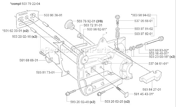 Husqvarna 338 XPT (2006-01) Chainsaw Page E Diagram