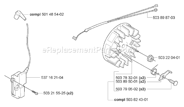 Husqvarna 345 E (2005-05) Chainsaw Page H Diagram