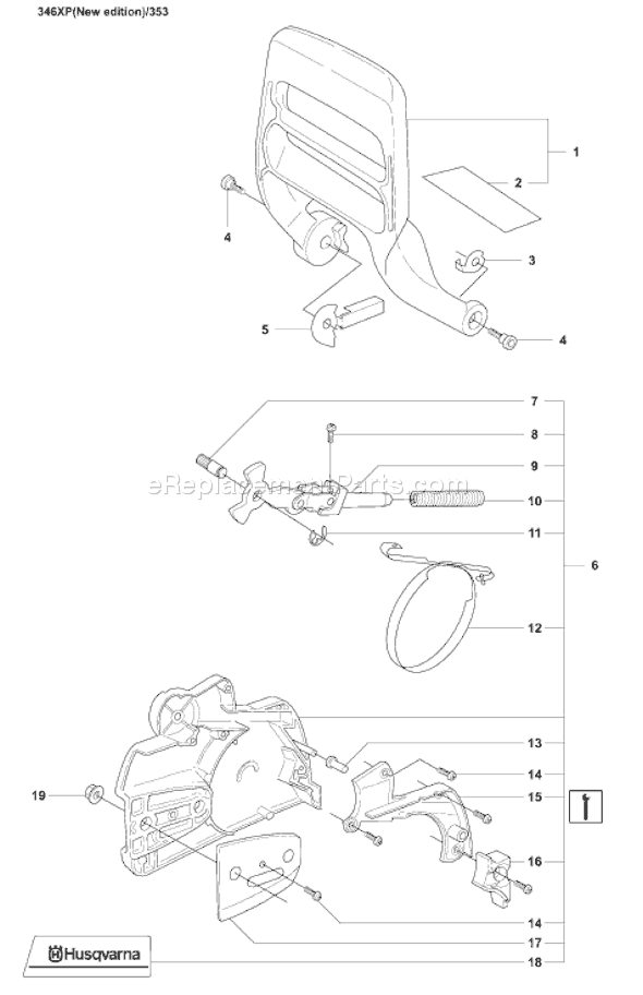 Husqvarna 353 (2007-08) Chainsaw Page D Diagram