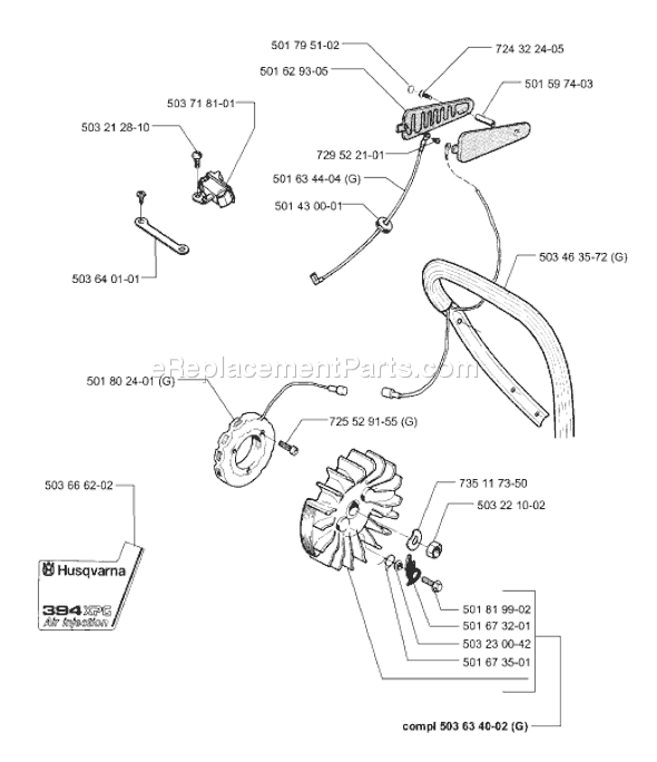 Husqvarna 394 (1994-01) Chainsaw Page F Diagram