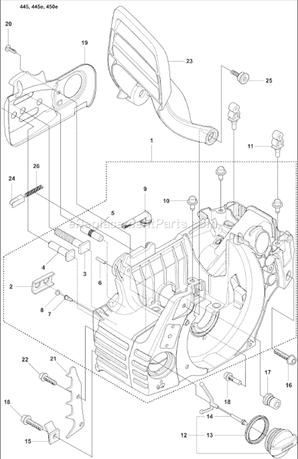 Husqvarna 445 (2007-03) Chainsaw Page F Diagram