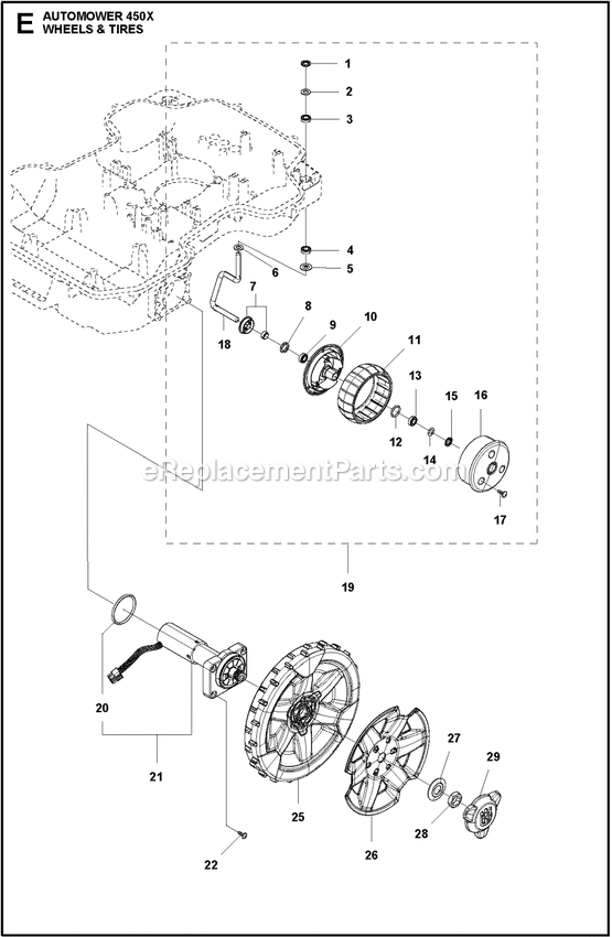 Husqvarna 450X Automower Wheels And Tires Diagram