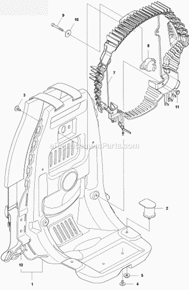 Husqvarna 560BTS (2011-10) 65.6cc 2-Stroke X-Torq Gas Backpack Blower Frame Diagram