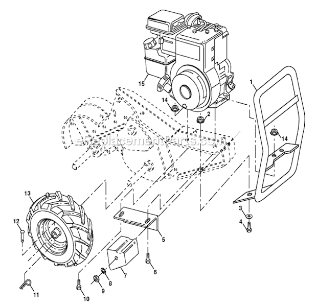 Husqvarna CRT51 (2002-95)(954001092B) Tiller Mainframe Right Side Diagram