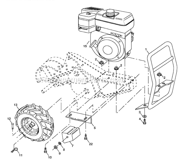 Husqvarna CRT51 (2007-02)(96091000203) Tiller Mainframe Right Side Diagram