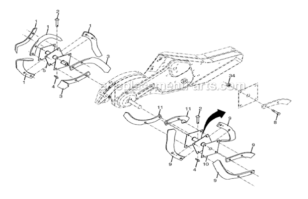 Husqvarna CRT51 (2007-02)(96091000203) Tiller Tine Assembly Diagram