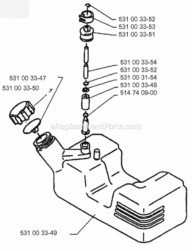 Husqvarna H140B (1995-07) Backpack Blower Fuel Tank Diagram